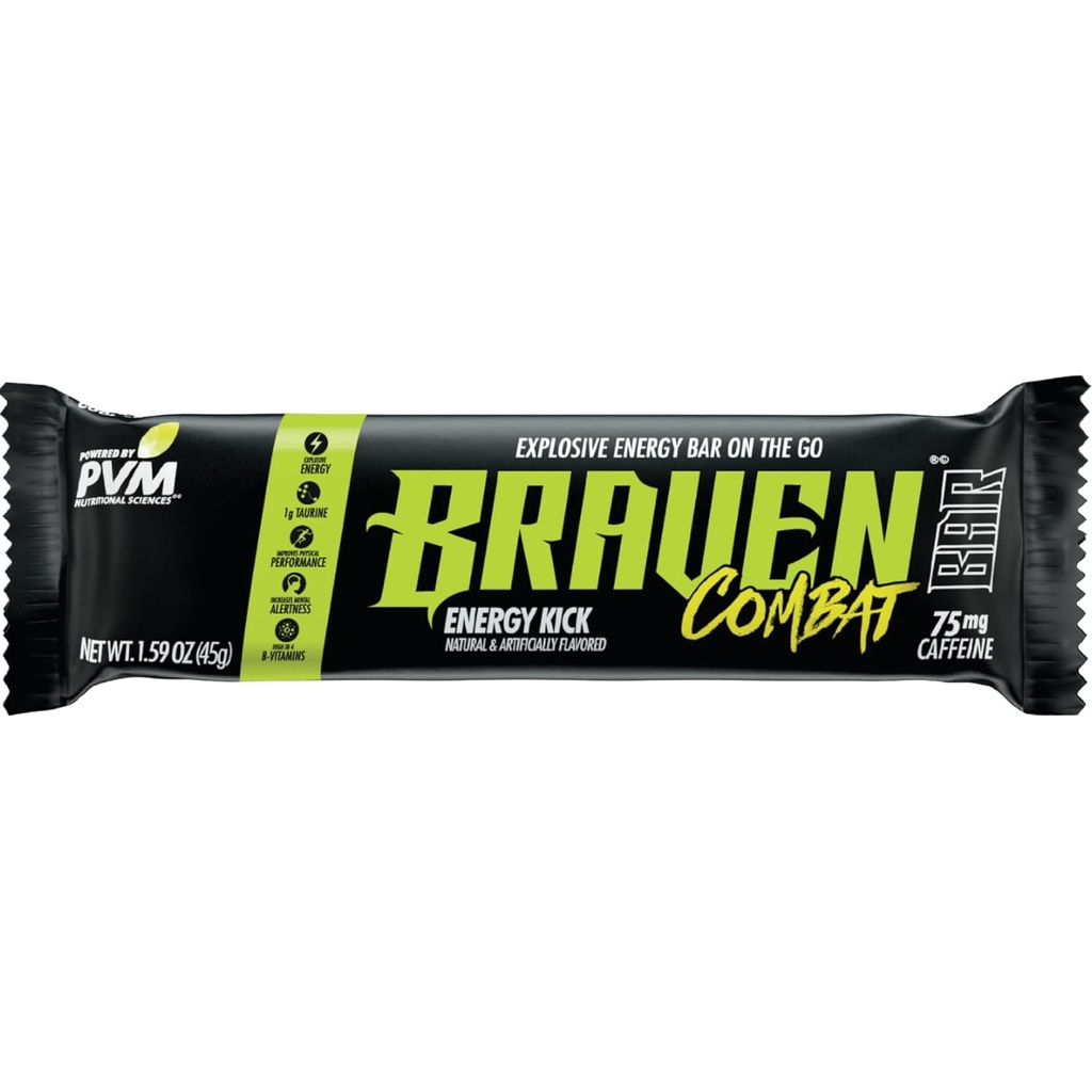 Braven Combate Energy Kick Energy Bars cu Cafeina (1,59 oz, Pachet de 20) 