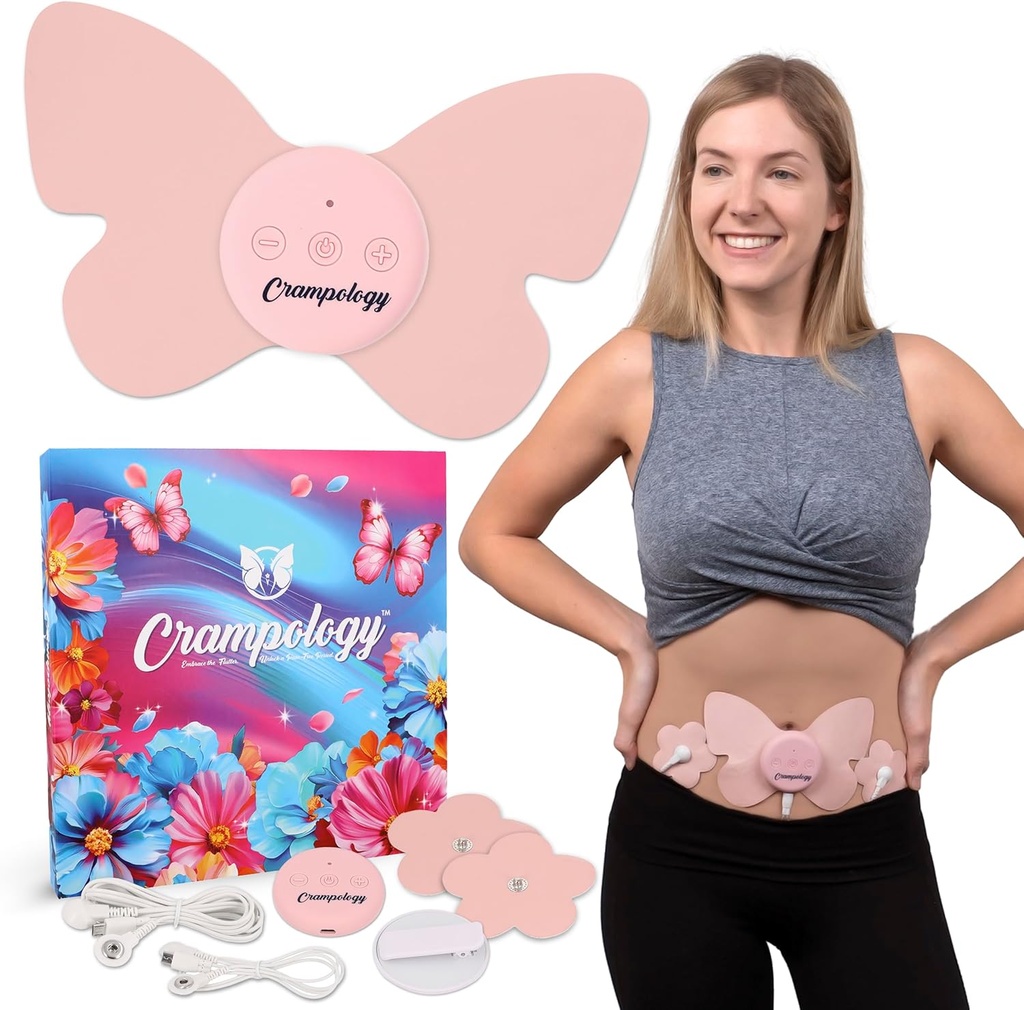 Relief Pink-Period Cramps Pain Relieving Device, Cramp Massager pentru dureri menstruale și inferioare spate, Reduce Endometrioza Discomfort, PMS TENS Unit, Wireless sau Wired, Natural Cycle Support
