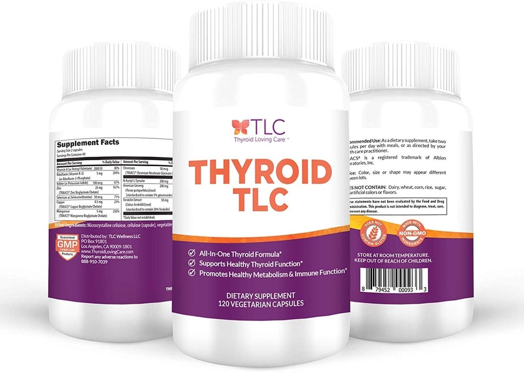 TLC tiroidian - Formula de suport tiroidian all-in-one cu iod, seleniu şi maganese (120 capsule vegetariene)
