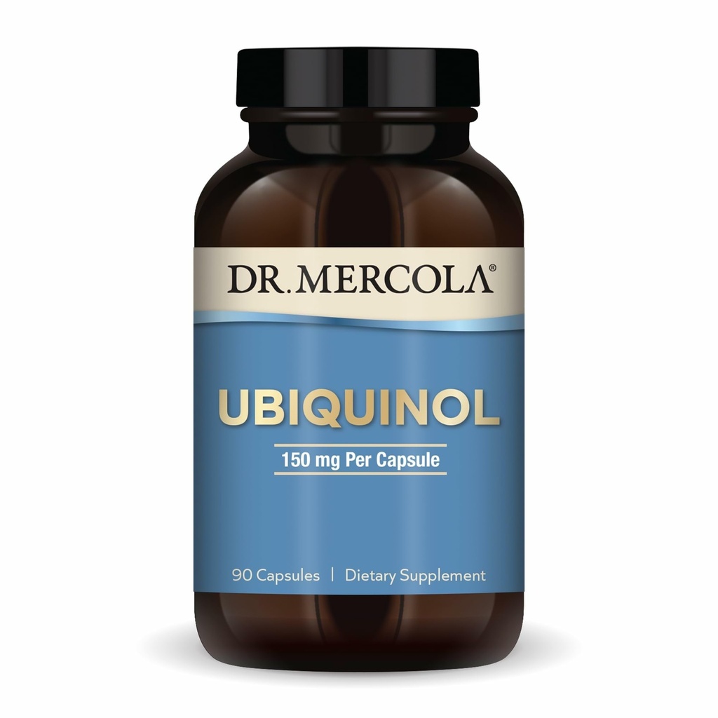Dr. Mercola Ubichinol - 150 mg Ubichinol - Susţine producţia de energie - Supliment antioxidant - non-GMO, gluten-free şi soia - 90 capsule (90 Servings)