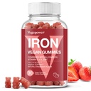 Gumiile de fier Suplimente pentru femei si copii - Multivitamine cu vitamina C pentru suport energetic, Vitamine Guma de fier de mare gustare cu vitamina C pentru absorbtie maxima - Vegan, capsuni 90 conte