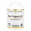California Gold Nutrition Bee Propolis 2X Potency, Extract concentrat 500 mg, echivalent cu 1000 mg de Propolis Natural, Suport Immune Health & Vitality*, 240 Veggie Capsule