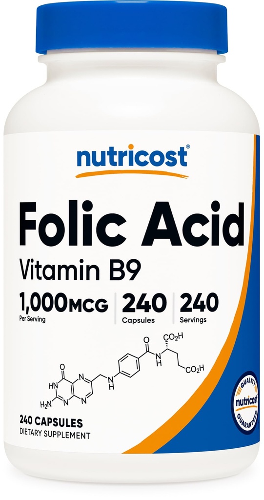 Nutricost Acid folic (Vitamina B9) 1000 mcg, 240 capsule