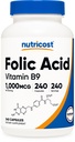 Nutricost Acid folic (Vitamina B9) 1000 mcg, 240 capsule