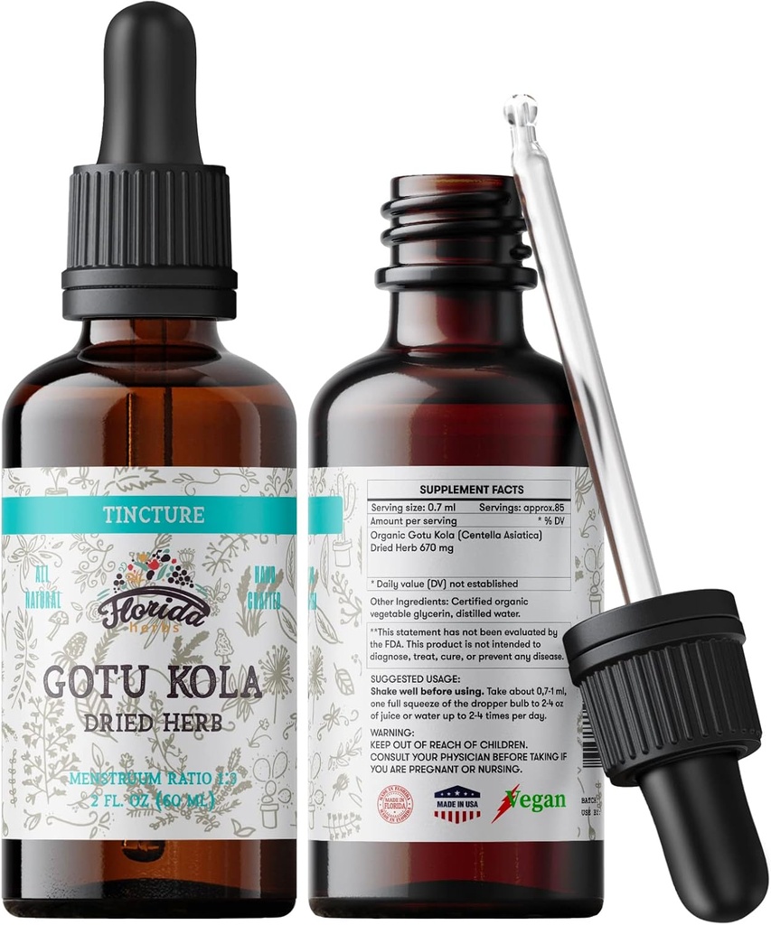 Gotu Kola Tincture, Organic Gotu Kola Extract, Gotu Kola picături (Centella Asiatica) Herb uscat