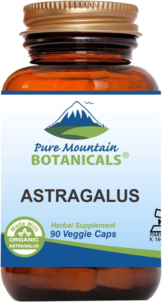 Botanica pura Mountain Astragalus Root Capsule - 90 Kosher Vegan Caps cu 470mg Organic Astragalus