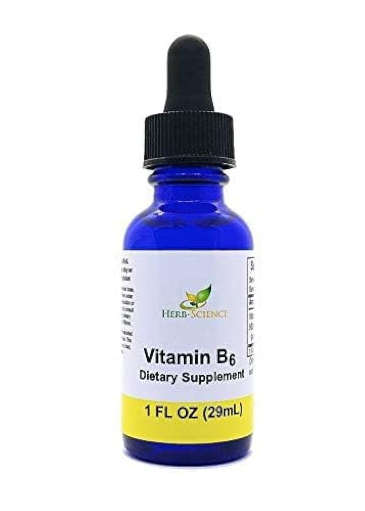 Liquid Vitamin B6 picături - Pyridoxine Extract Supliment alimentar pentru a sprijini funcția creierului, Imunitate, Sistem nervos, Heart Health, Metabolism - 500% DV, 36 Serviri pe flacon - 1 fl. oz.