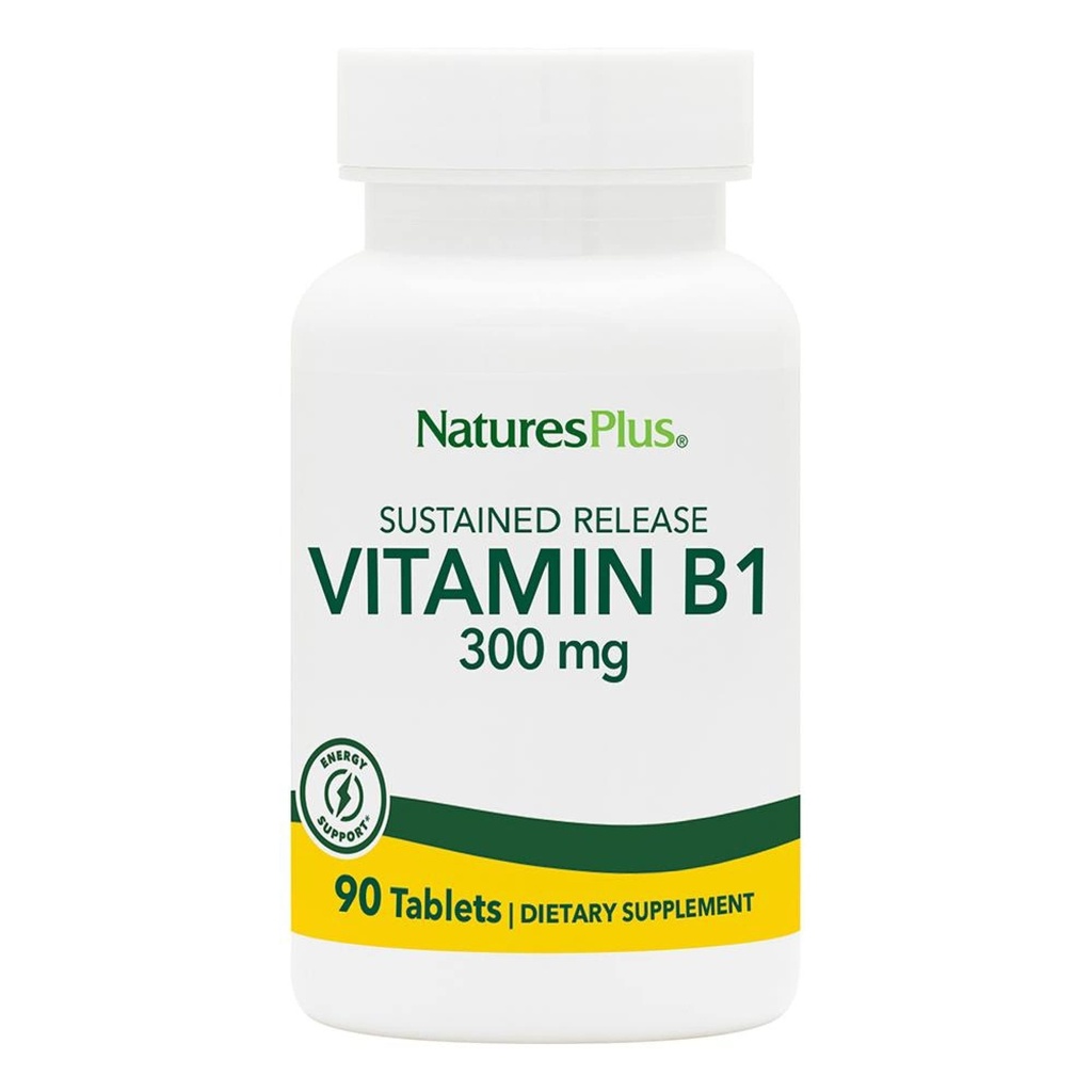 Naturas Plus Vitamina B1 (Thiamin HCI), eliberare susținută - 300 mg, 90 comprimate vegetariene - Gluten-free - 90 Servings