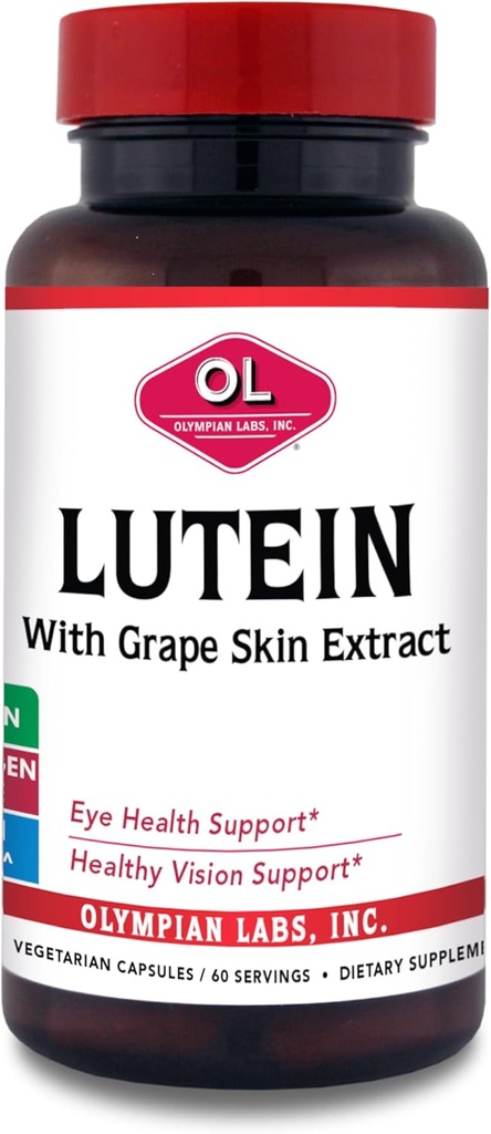 Olympian Labs Lutein 20 mg, 60 capsule Formulate cu FloraGLO și extract de piele de struguri, sprijinirea vederii sănătoase și funcția ochilor