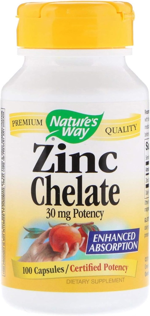 Chelat de zinc 30mg, 100 Count (Pachet de 2)