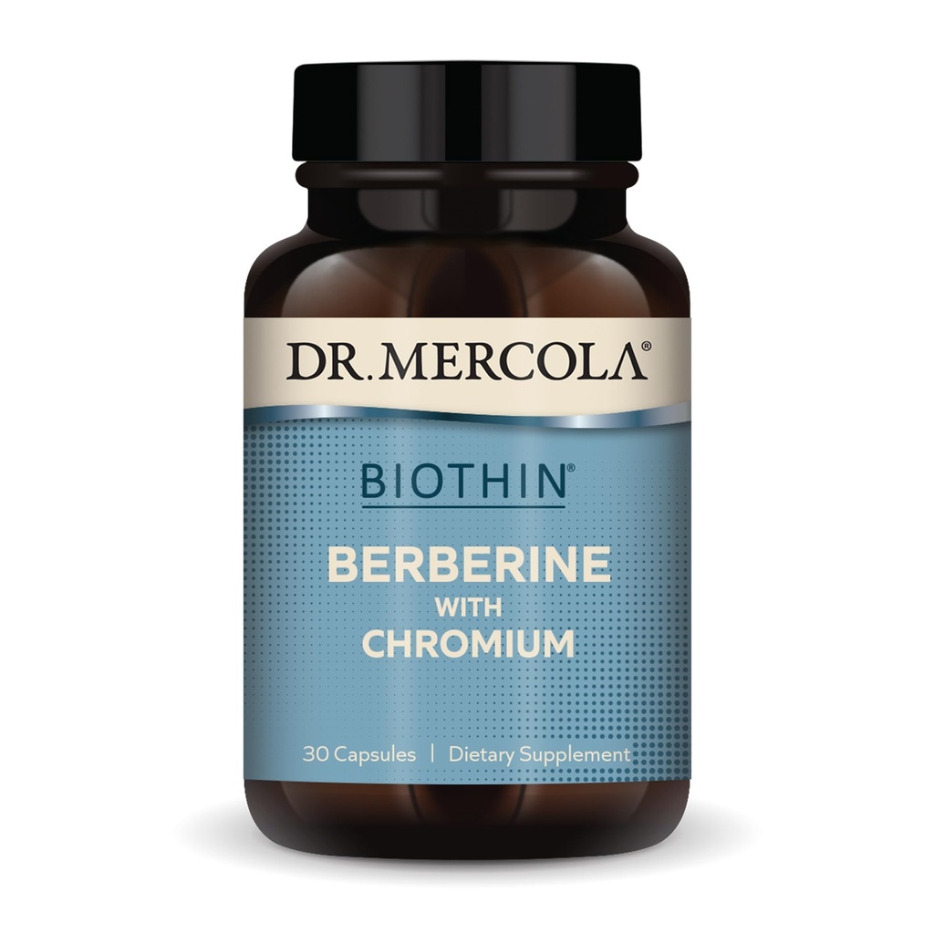 Dr. Mercola Biothin Berberine cu crom - Suporturi Functie metabolica sanatoasa - Absorbtie imbunatatita - non-GMO, Gluten-Free & Soy-Free - 30 capsule (30 Servings)