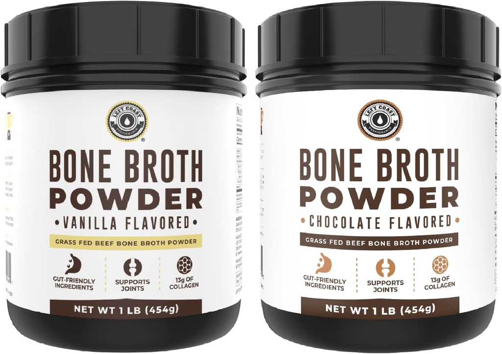 Spectacol de coasta stanga Vanilla Both Proteine pulbere, 16 oz + Ciocolata Oase Broth Proteine pulbere 16 oz