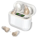 SIDA auditivă cu caz de încărcare cu laser lung, SIDA auditivă invizibilă pentru persoanele în vârstă cu anularea zgomotului inteligent, dispozitive de ajutor auditiv complet în canale, control ușor (Beige)