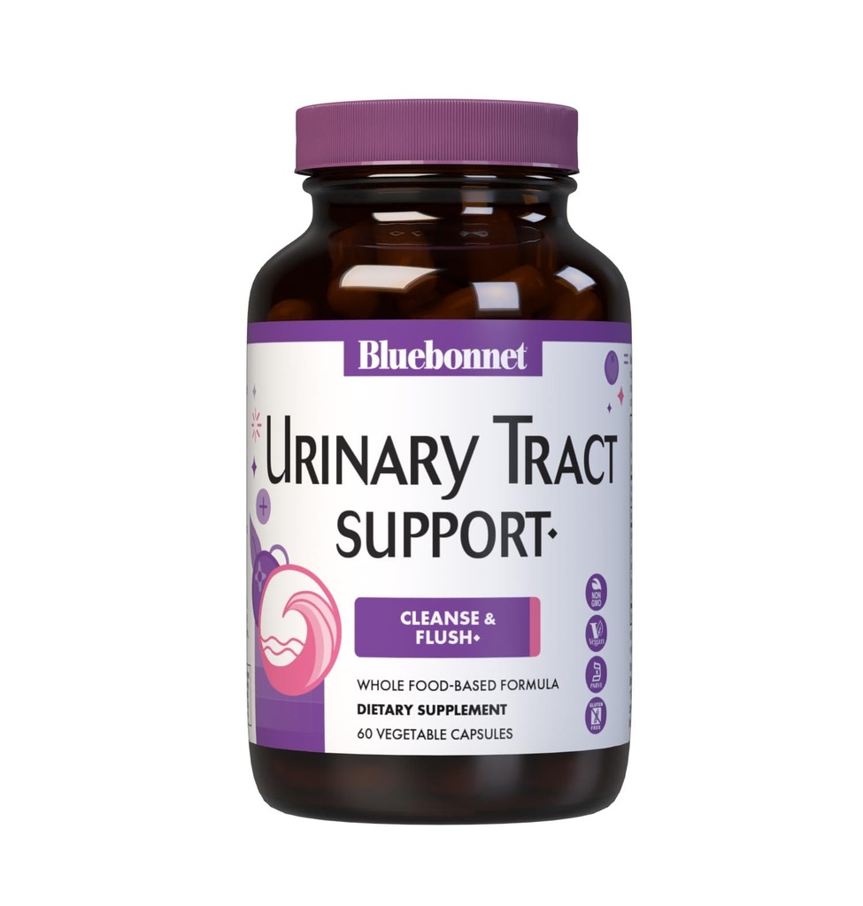 Bluebonnet Nutriție Suport Tract urinar, Curățare & Flush*, Soy-Free, Gluten-Free, Kosher-Certified, Non-GMO, Dairy-Free, Vegan, 60 Capsule vegetale, 30 Servings