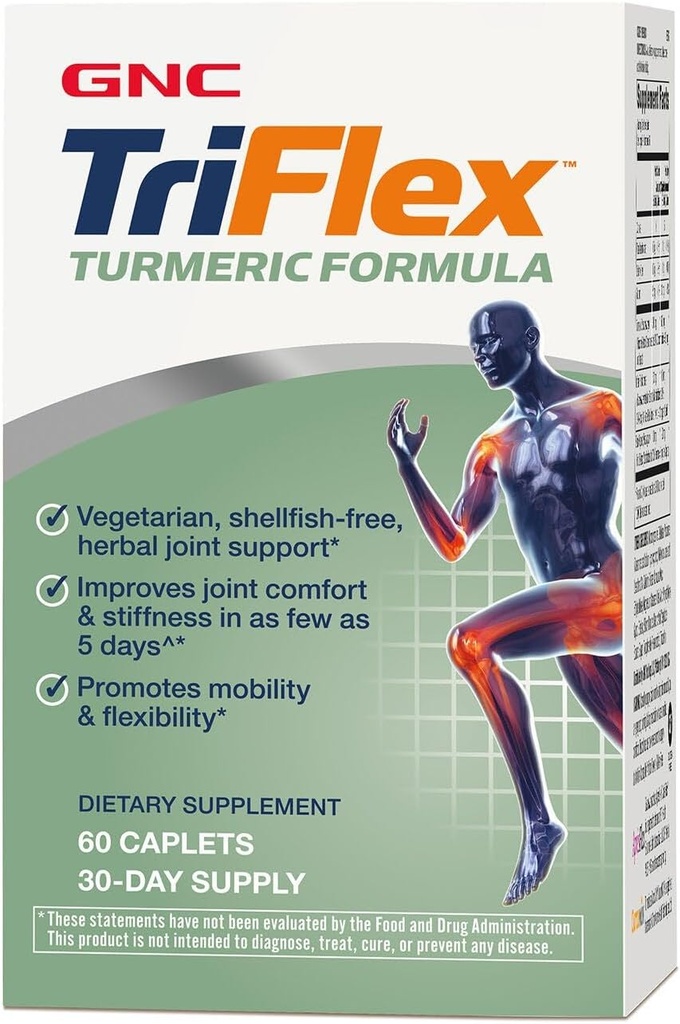 GNC TriFlex Formula Turmeric, Îmbunătățește confortul comun și Stiffness, promovează mobilitatea și flexibilitatea, 60 Caplete