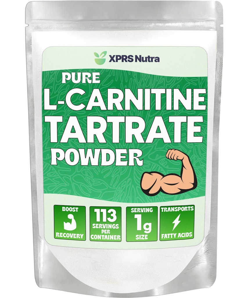 XPRS Nutra L Carnitina L Praf tartrat - Premium pur L Carnitina Tartrat - L-Carnitina - Vegan prietenos vrac L Carnitina pulbere - Aminoacid Supliment (4 Ounce)