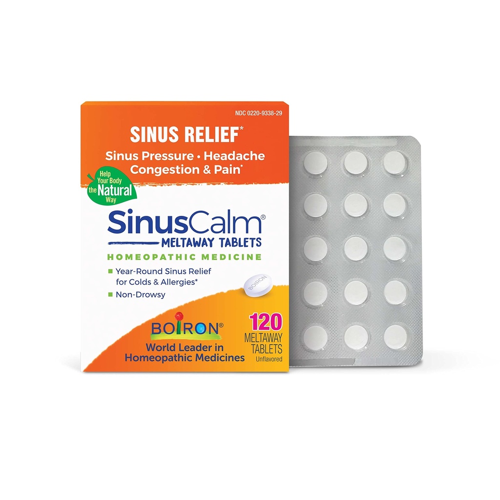 Boiron SinusCalm Tablete pentru Sinus Durere Relief, Runny Nas, Congestia, Sinus Presiune, Cefalee - 120 Conte