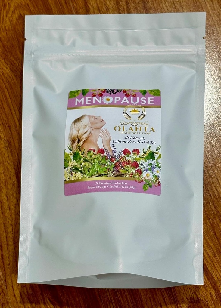 CEAI MENOPAUSE NATURAL - suplimente pe bază de plante pentru femei, Suporturi Echilibru de hormoni, Suport atunci când Flash-uri fierbinți, Amestec Menopause, Ashwagandha - 20 Sachete Premium Ceai