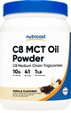 Nutricost C8 MCT Pulbere de ulei 1LB (16oz) Aroma de vanilie - 95% C8 MCT Pulbere de ulei, Cel mai bun pentru Keto Diete, non-GMO, Gluten gratuit