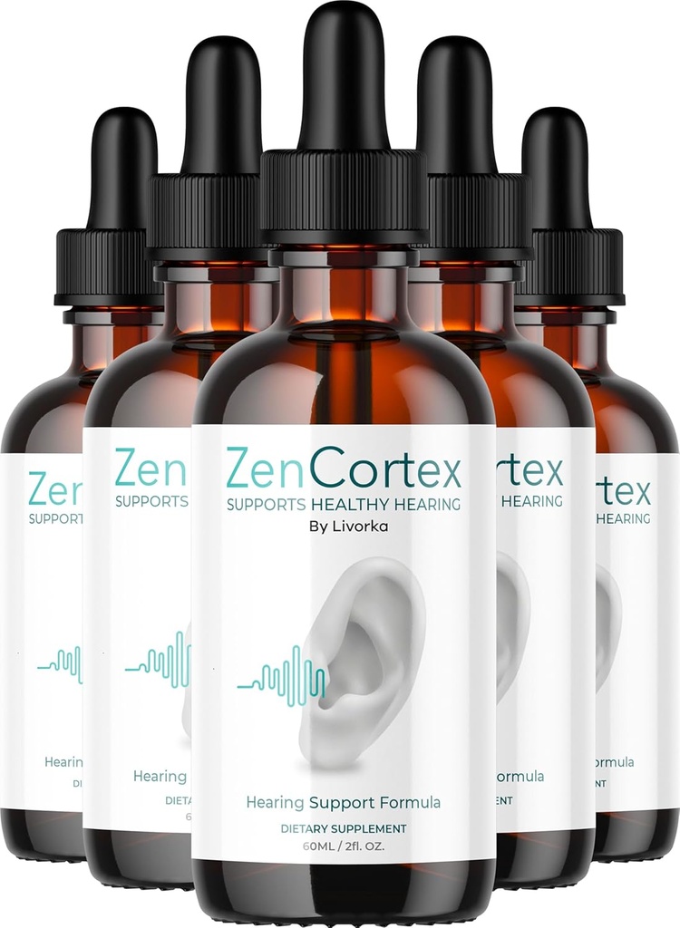 LIVORKA Drops ZenCortex, supliment lichid pentru sănătatea urechii, sprijină audiere sănătoasă - 5 flacoane (150 zile de aprovizionare) - ambalaj de 5