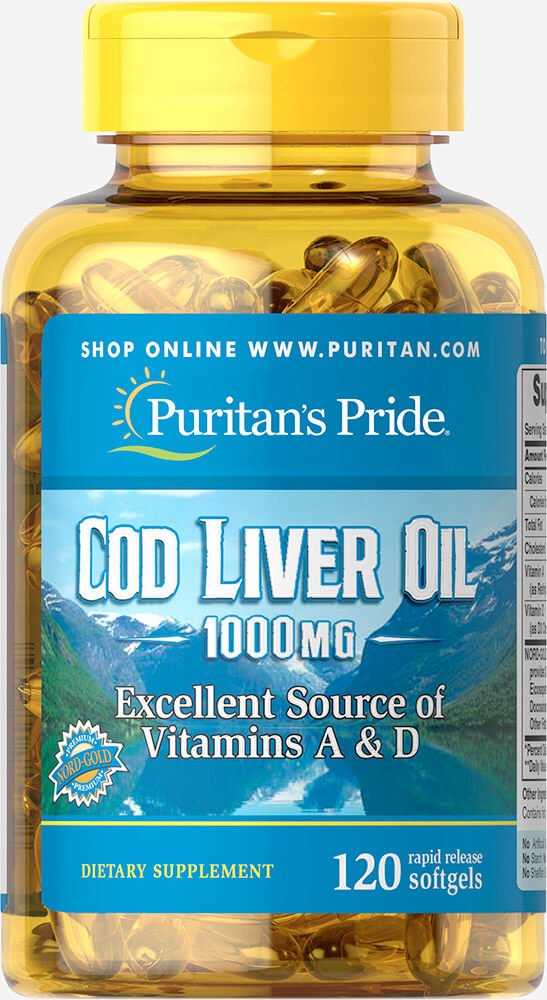 Puritani Pride Cod Ulei de ficat, 1000 Mg, 120 Conte