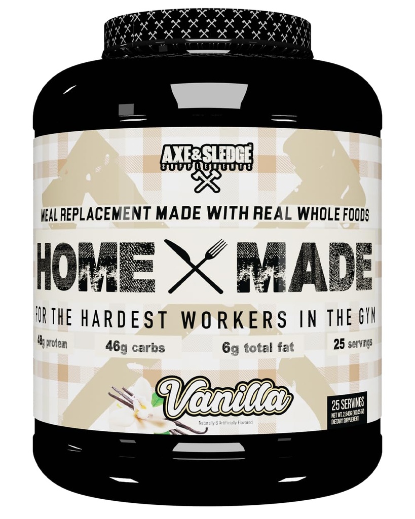 Axe & Sledge Supplements Home Made Whole-Foods-Based Meal Powder, 25 Servings (Pachet de 1) (Vanilla)