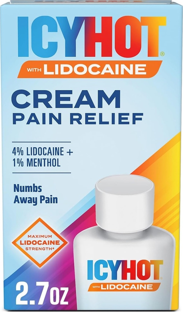 Crema de calmare a durerii cu Lidocaină Plus Mentol, 2.7 Ounces