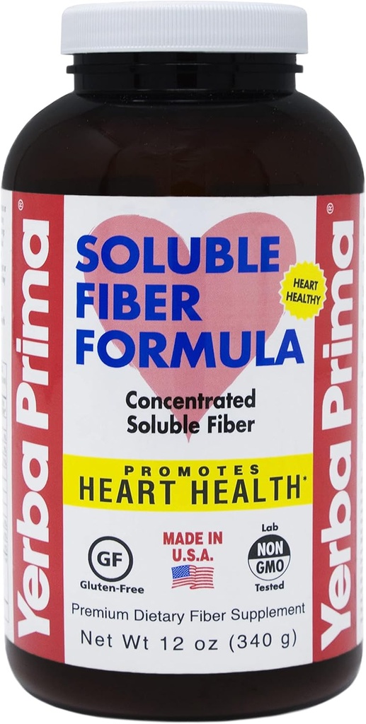 Yerba Prima Soluble Fiber Formula Powder, 12 Ounce - Premium Dietary Fiber Supplement, Natural, Concentrat Soluble Fiber, Gluten Free, Non-GMO, Made in USA