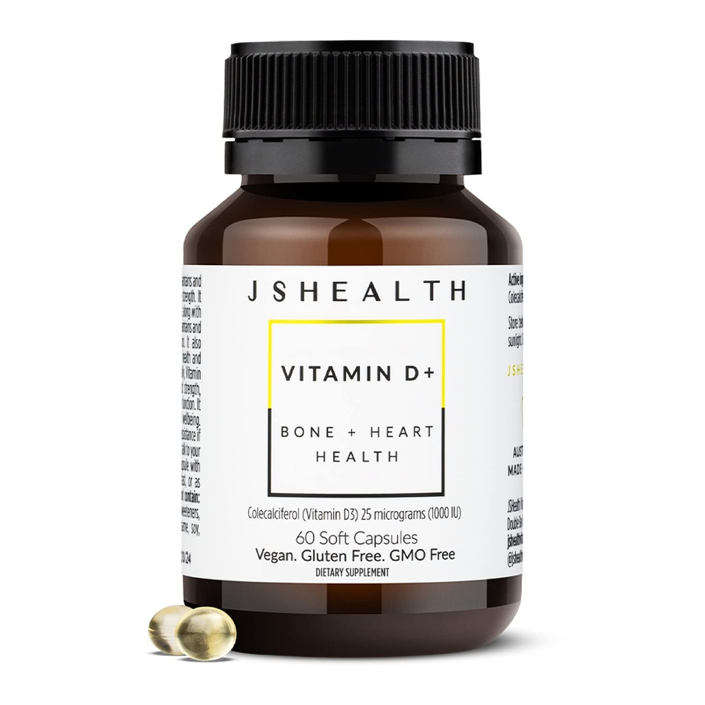 JSHealth Vitamina D3 1000iu Supliment pentru functie musculara sanatoasa, sanatatea osoasa si inima, si suport imun