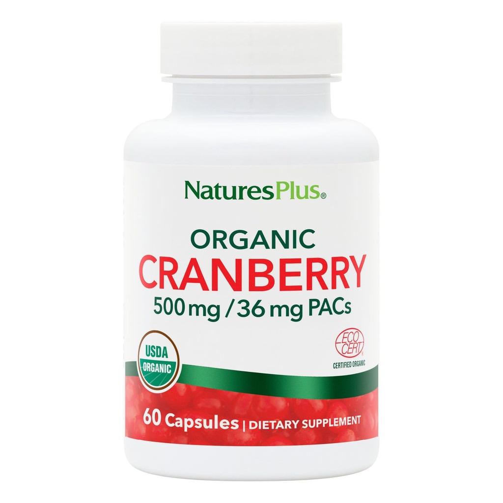 NaturasPlus Organic Cranberry 500 mg - 60 capsule - Ajuta la promovarea sanatoasa tract urinar - USDA Certified Organic, Vegan, Gluten Free, Non-GMO - 30 Serviri
