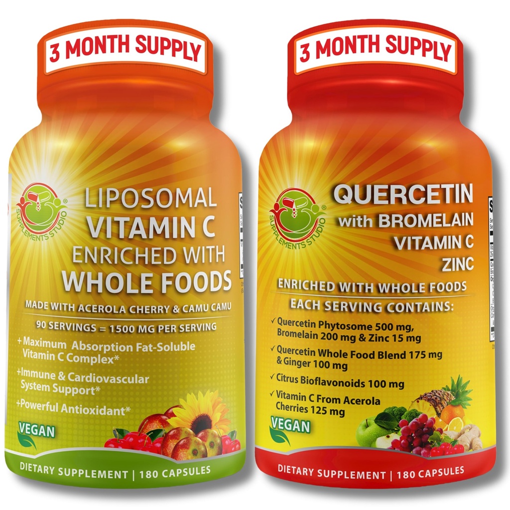 Querbetin cu Bromelain, vitamina C & zinc + vitamina lipozomal C 1500mg 