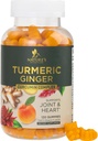 Curcumina turmerica Supliment Gumiile - 95% Curcuminoide cu Turmeric & Ginger, Pepper negru pentru cea mai buna absorbtie, Nature's Vegan Support, Non-GMO, Gluten Free, Gummy Peach Flavoare - 120 Gume