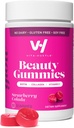 VitaHustle Beauty Gummies, 2500 mcg Biotin, 100 mg Colagen, Vitamina C, B-complex, Păr puternic, unghii de piele, zahăr scăzut, Non OMG, Colada de căpșuni, 50 Conte