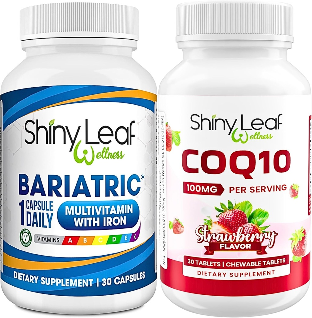 Bariatric Multivitamine cu o capsulă de fier pe zi și CoQ10 100 mg Supliment pentru sănătatea creierului și managementul energiei pentru femei și bărbați - 1 lună de aprovizionare