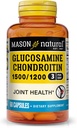 MASON NATURAL Glucosamină Chondroitin 1500/1200 cu vitamina C, sprijină sănătatea comună pentru flexibilitate normală și mobilitate*, 60 capsule