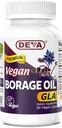 Deva Vegan Vitamine, Borage Oil 500mg, Rich Source of Omega-6 Fatty Acid GLA (Gamma Linolenic Acid), Cold-Pressed & Unrafined, 90 Tablete, 1-Pack