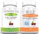 Mauricettes Vitamina Masticabilă D3 cu vitamina K2 & Chewable B12 1000 mcg Energie și suport imunitar Bundle