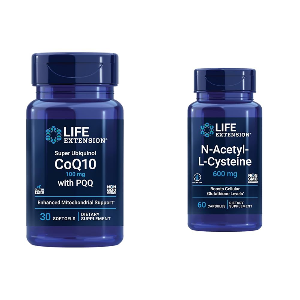 Extensie de viaţă Super Ubichinol CoQ10 cu PQQ, CoQ10, PQQ & N-Acetyl-L-Cysteine (NAC), Immune, Respirator, Ficat Health