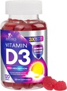 Vitamina D3 Gummy 5000 UI (125 mcg) - Vitamine dietetice D Suplimentul pentru femei și bărbați - oase, dinți, mușchi și sprijin pentru sănătate imună, potențial ridicat VIT D3 Natura Non-GMO & Gluten gratuit - 120 Gume