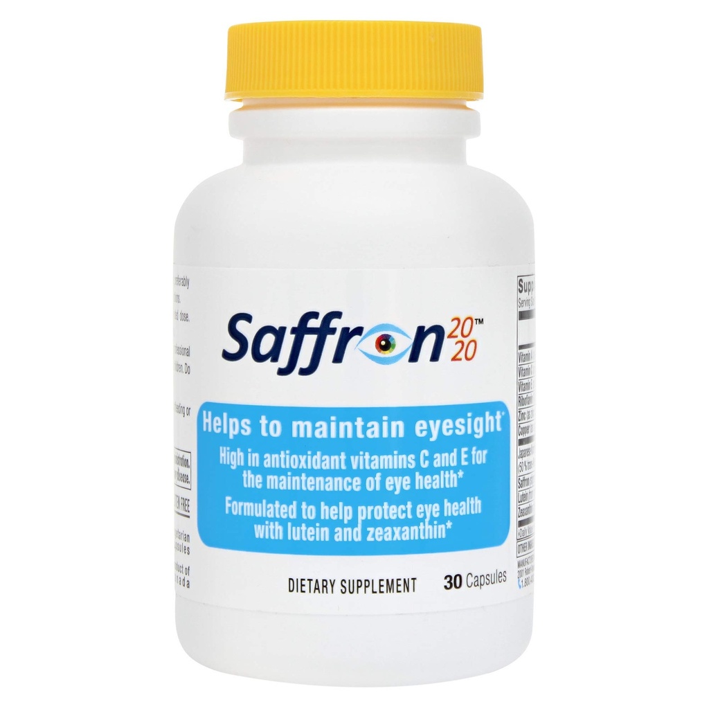 Saffron 2020 Supliment cu Saffron, Resveratrol, vitamine și minerale, Zeaxantină și luteină -30 Capsule vegetariene