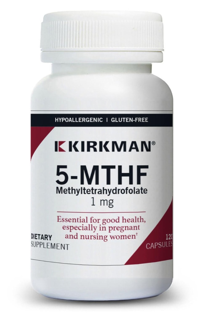 Kirkman 5-MTHF - Hipoallergenic - 120 Capsule vegetariene - Acid folic esenţial pentru o sănătate bună