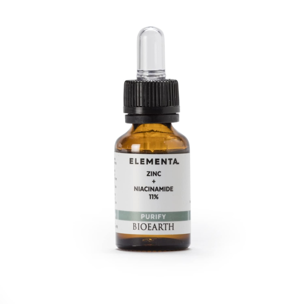 Elementa Bioearth, PURIFY Ser de faţă concentrat cu zinc şi 11% Niacinamidă, Purifying and Balance Effect, Made in Italia, Vegan, AIAB Certificare - 15ml Pack