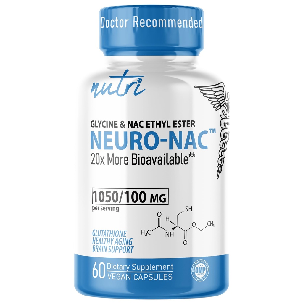 Suplimentul neuro NAC N-Acetil Cysteine Etil Ester - 20x Mai mult Biodisponibil decât NAC 600 mg - Boost Glutatione 10x Mai mult decât Glutationa lipozomal - N Acetil Cysteine Etil Ester - NACET (60 capsule)