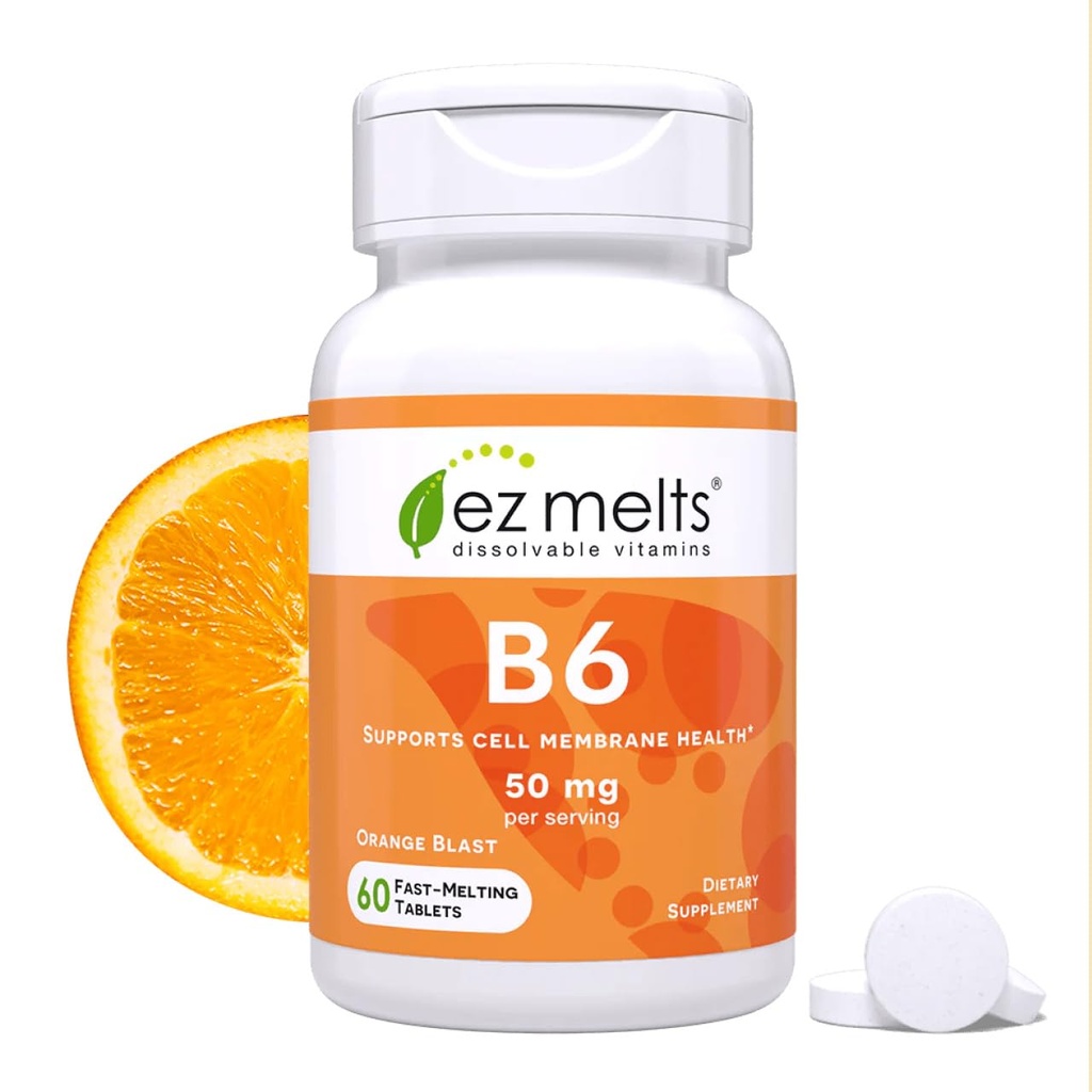 EZ Melts Dizolvabil Vitamina B6 50 mg, Sugar-Free, 1-Lonth Supply Supply - 1 Pack