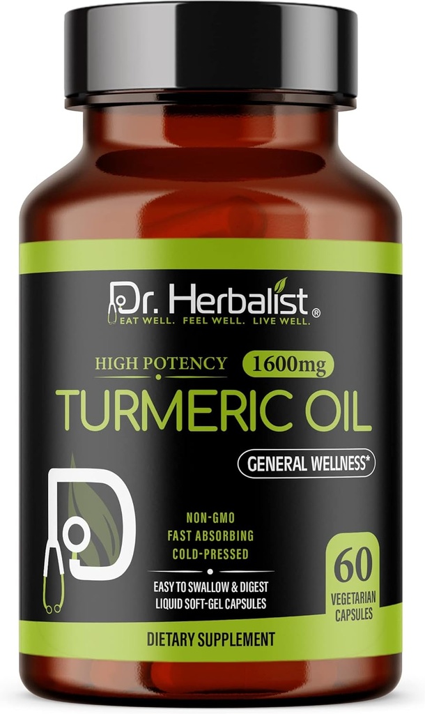 Capsule de ulei de Curcumină HERBALIST 1600mg - 60 capsule 