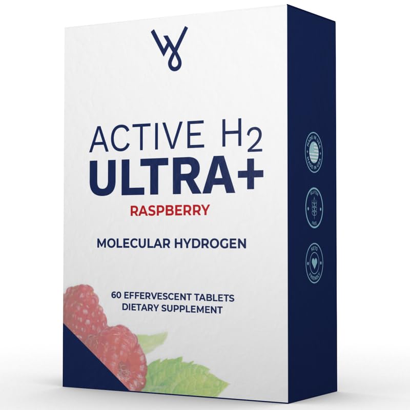 Active H2 Ultra+ comprimat de apă de hidrogen, zmeură naturală. Sprijină în general bunăstarea cu beneficii de hidrogen molecular 60 Serviri