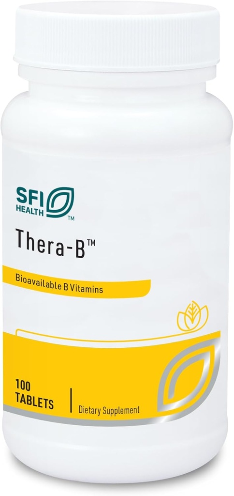 Klaire Labs SFI Health Thera-B - Essential Vitamin B Complex, Formula hipoalergică cu Metafolin Folat activat (L-5-MTHF), Biotin & Methylcobalamină (100 comprimate)