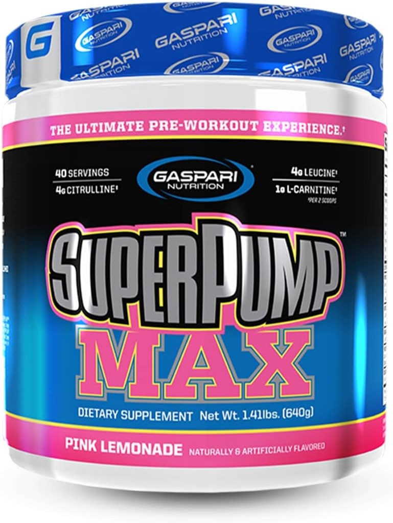 Gazpari Nutrition SuperPump MAX, Ultimate Pre Workout pulbere, Sustinute energie Preworkout, Nitric oxid Booster, crestere musculara, Recuperare si replica electroliti (Pink Lemonade)