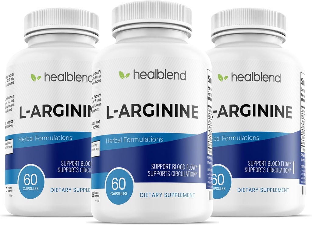 L-Arginină Plus: Calciu, Niacină, L-Arginină Blend, L-Citrulină Complex & Beta Alanina - 180 Capsule (3 ambalaj)