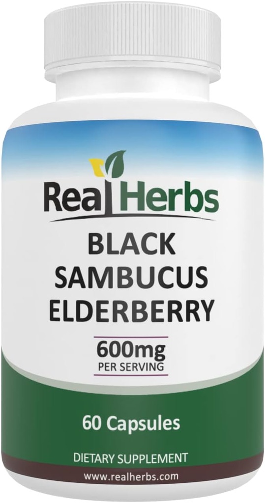 Herbs Real Elderberry Extract - Derived from 325mg of Elderberberries Standardized to 5% Flavonoids with 275mg of Elderberry Fruit Extract 5 : 1 - Boosts Imunity - 60 Vegetarian Capsules
